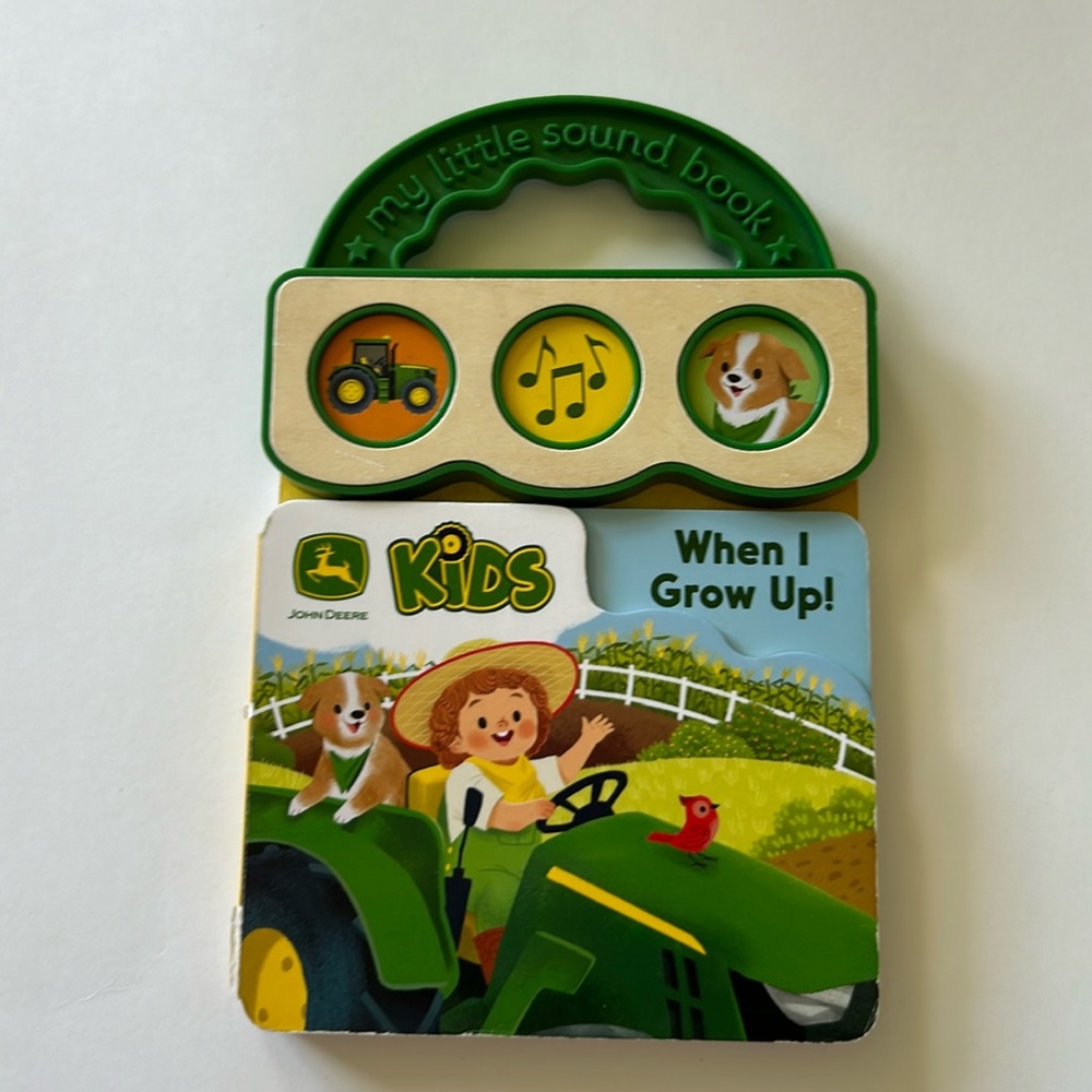 John Deere interactive kids book and FREE tractor book with real tires!